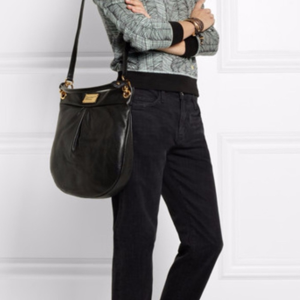 Marc Jacobs Black Leather Hobo Bag Purse Crossbody Shoulder - Picture 14 of 15